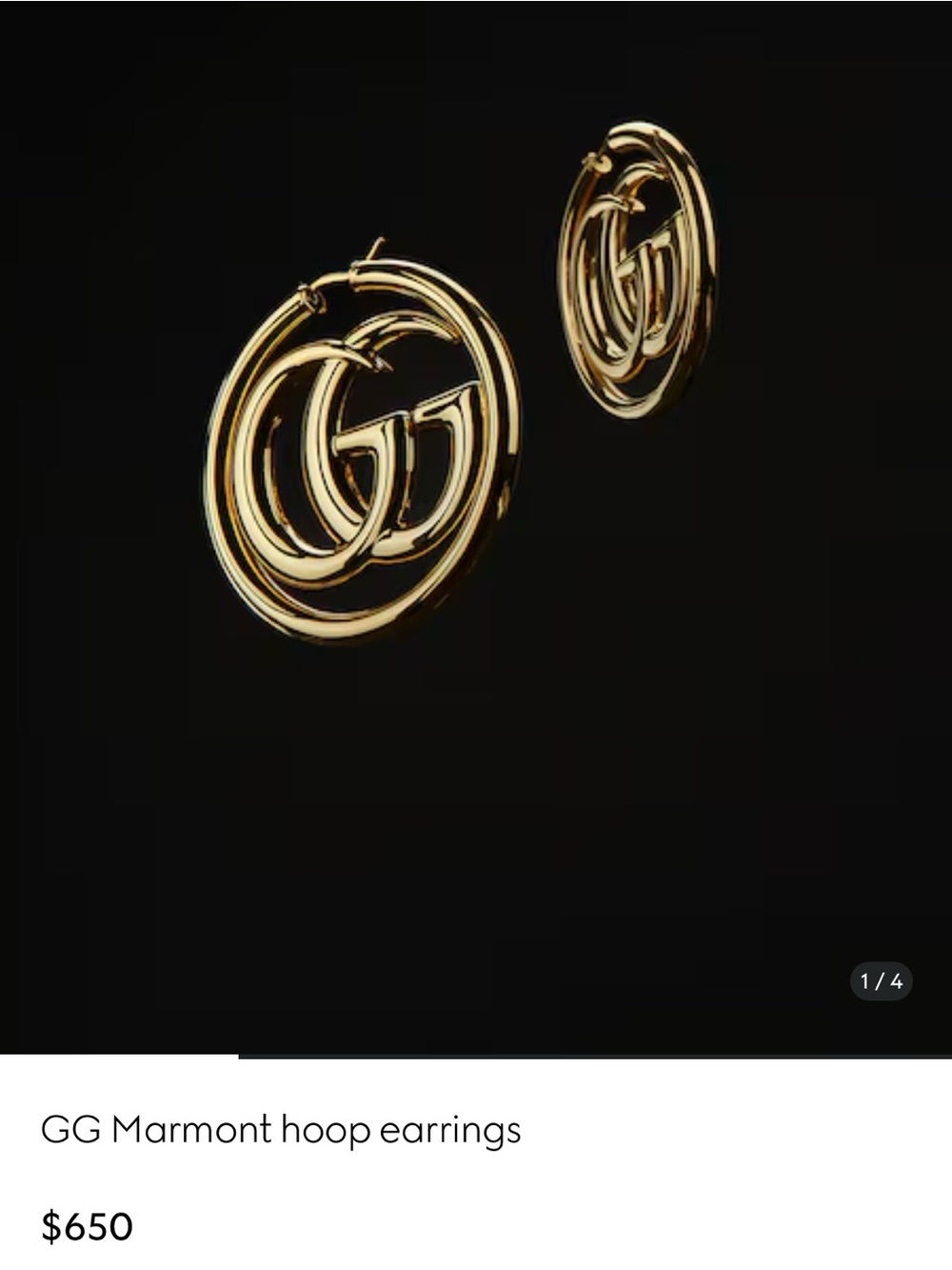 Gucci Gold Double G Hoop Earrings